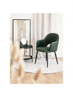 Westwing Collection Samt-Armlehnstuhl Rachel in Grün, B 56 x T 70 cm -Esszimmer Verkäufe Samt Armlehnstuhl Rachel in Grun 2