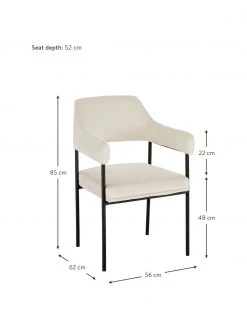Westwing Collection Samt-Armlehnstuhl Zoe in Cremeweiß, B 56 x T 62 cm 11 Westwing Collection Samt-Armlehnstuhl Zoe in Cremeweiß, B 56 x T 62 cm -Esszimmer Verkäufe Samt Armlehnstuhl Zoe in Cremeweiss 3