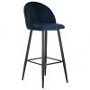 Westwing Collection Samt-Barstuhl Amy in Dunkelblau, B 45 x H 103 cm