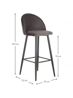 Westwing Collection Samt-Barstuhl Amy in Dunkelgrau, B 45 x H 103 cm -Esszimmer Verkäufe Samt Barstuhl Amy in Dunkelgrau 2