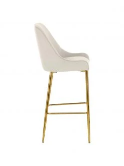 Westwing Collection Samt-Barstuhl Ava in Beige, B 48 x H 107 cm -Esszimmer Verkäufe Samt Barstuhl Ava in Beige 4