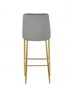 Westwing Collection Samt-Barstuhl Ava in Grau, B 48 x H 107 cm -Esszimmer Verkäufe Samt Barstuhl Ava in Grau 5