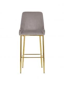 Westwing Collection Samt-Barstuhl Ava in Taupe, B 48 x H 107 cm -Esszimmer Verkäufe Samt Barstuhl Ava in Taupe 3