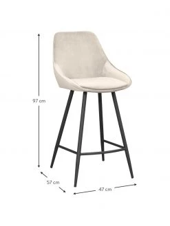 Rowico Samt-Barstuhl Sierra in Beige mit Metall-Beinen, B 47 x H 97 cm -Esszimmer Verkäufe Samt Barstuhl Sierra in Beige mit Metall Beinen 2