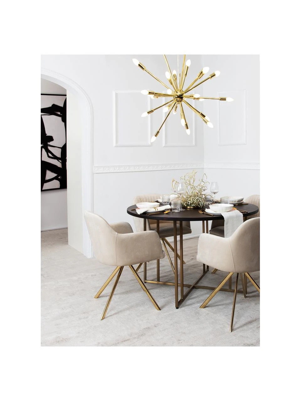 Westwing Collection Samt-Drehstuhl Lola mit Armlehne in Cremeweiß, B 58 x T 53 cm 4 Westwing Collection Samt-Drehstuhl Lola mit Armlehne in Cremeweiß, B 58 x T 53 cm – Bild 2