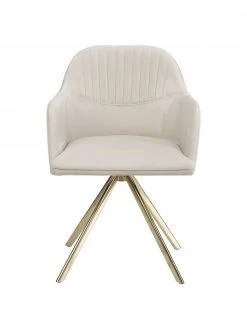 Westwing Collection Samt-Drehstuhl Lola mit Armlehne in Cremeweiß, B 58 x T 53 cm 11 Westwing Collection Samt-Drehstuhl Lola mit Armlehne in Cremeweiß, B 58 x T 53 cm -Esszimmer Verkäufe Samt Drehstuhl Lola mit Armlehne in Cremeweiss 3