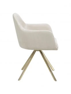 Westwing Collection Samt-Drehstuhl Lola mit Armlehne in Cremeweiß, B 58 x T 53 cm 12 Westwing Collection Samt-Drehstuhl Lola mit Armlehne in Cremeweiß, B 58 x T 53 cm -Esszimmer Verkäufe Samt Drehstuhl Lola mit Armlehne in Cremeweiss 4