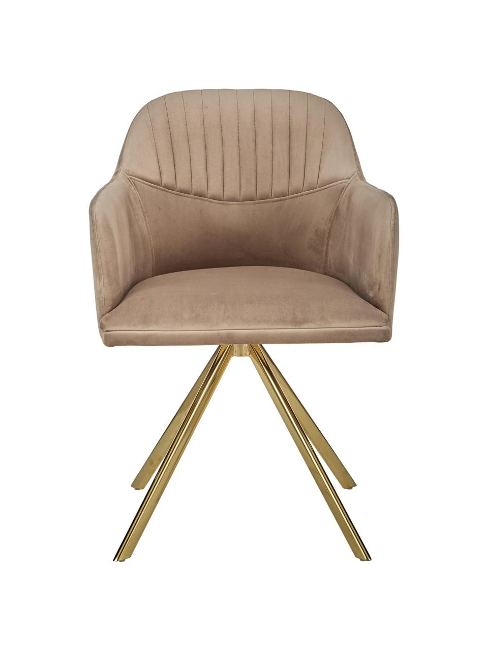 Westwing Collection Samt-Drehstuhl Lola mit Armlehne in Hellbraun, B 58 x T 53 cm 7 Westwing Collection Samt-Drehstuhl Lola mit Armlehne in Hellbraun, B 58 x T 53 cm – Bild 5