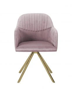 Westwing Collection Samt-Drehstuhl Lola mit Armlehne in Rosa, B 58 x T 53 cm 11 Westwing Collection Samt-Drehstuhl Lola mit Armlehne in Rosa, B 58 x T 53 cm -Esszimmer Verkäufe Samt Drehstuhl Lola mit Armlehne in Rosa 3