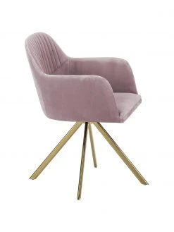 Westwing Collection Samt-Drehstuhl Lola mit Armlehne in Rosa, B 58 x T 53 cm 12 Westwing Collection Samt-Drehstuhl Lola mit Armlehne in Rosa, B 58 x T 53 cm -Esszimmer Verkäufe Samt Drehstuhl Lola mit Armlehne in Rosa 4