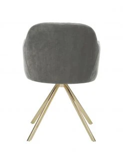 Westwing Collection Samt-Drehstuhl Lola mit Armlehne in Steingrau, B 58 x T 53 cm -Esszimmer Verkäufe Samt Drehstuhl Lola mit Armlehne in Steingrau 5