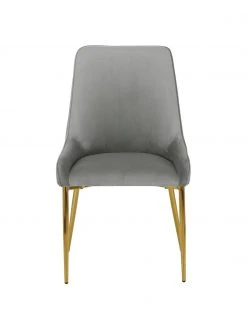 Westwing Collection Samt-Polsterstuhl Ava in Grau, B 53 x T 60 cm -Esszimmer Verkäufe Samt Polsterstuhl Ava in Grau 4