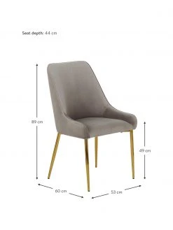 Westwing Collection Samt-Polsterstuhl Ava in Taupe, B 53 x T 60 cm -Esszimmer Verkäufe Samt Polsterstuhl Ava in Taupe 2