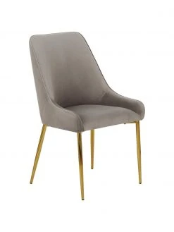 Westwing Collection Samt-Polsterstuhl Ava in Taupe, B 53 x T 60 cm