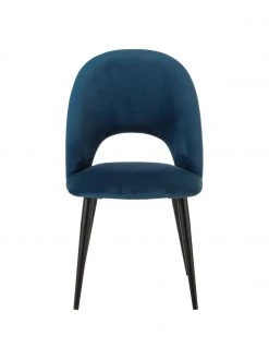 Westwing Collection Samt-Polsterstuhl Rachel in Dunkelblau, B 53 x T 57 cm -Esszimmer Verkäufe Samt Polsterstuhl Rachel in Dunkelblau 4