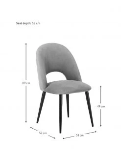 Westwing Collection Samt-Polsterstuhl Rachel in Grau, B 53 x T 57 cm -Esszimmer Verkäufe Samt Polsterstuhl Rachel in Grau 2
