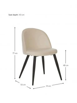 Westwing Collection Samt-Polsterst&uuml;hle Amy in Cremewei&szlig;, 2 St&uuml;ck, B 51 x T 55 cm -Esszimmer Verkäufe Samt Polsterstuhle Amy in Cremeweiss 2 Stuck 4