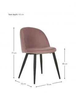 Westwing Collection Samt-Polsterst&uuml;hle Amy in Rosa, 2 St&uuml;ck, B 51 x T 55 cm -Esszimmer Verkäufe Samt Polsterstuhle Amy in Rosa 2 Stuck 2