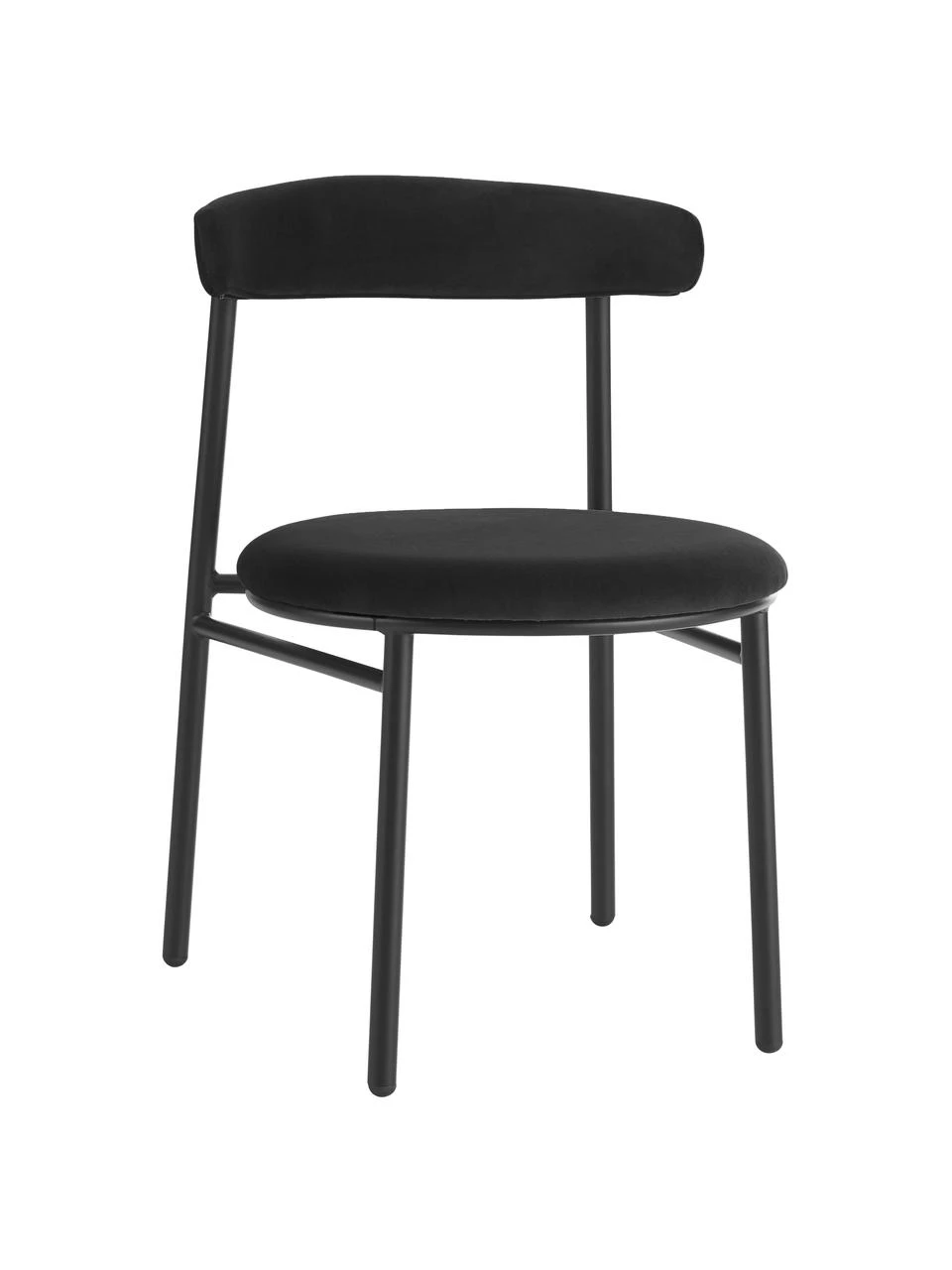 Samt-Polsterstühle Doggi in Schwarz, 2 Stück, B 47 x T 50 cm 3 Samt-Polsterstühle Doggi in Schwarz, 2 Stück, B 47 x T 50 cm