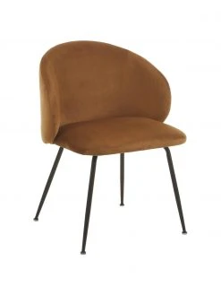 Westwing Collection Samt-Polsterstühle Luisa in Braun, 2 Stück, B 59 x T 59 cm