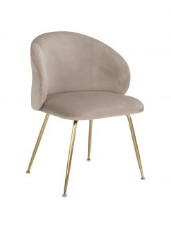 Westwing Collection Samt-Polsterstühle Luisa in Taupe, 2 Stück, B 59 x T 58 cm