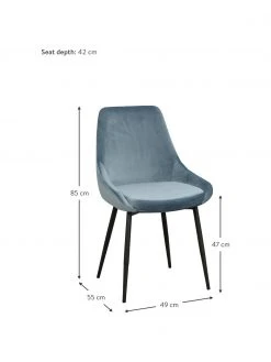 Rowico Samt-Polsterst&uuml;hle Sierra in Blau, 2 St&uuml;ck, B 49 x T 55 cm -Esszimmer Verkäufe Samt Polsterstuhle Sierra in Blau 2 Stuck 2