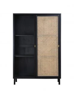 HKliving Schrank Retro mit Wiener Geflecht und Schiebet&uuml;ren, 2-t&uuml;rig, B 95 x H 140 cm -Esszimmer Verkäufe Schrank Retro mit Wiener Geflecht und Schiebeturen 2 turig 3