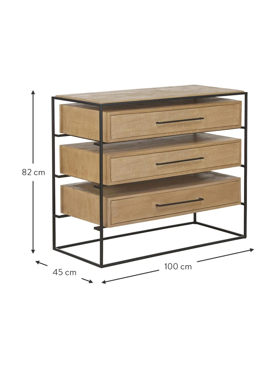 Westwing Collection Schubladenkommode Lyle aus massivem Mangoholz, B 100 x H 82 cm 5 Westwing Collection Schubladenkommode Lyle aus massivem Mangoholz, B 100 x H 82 cm – Bild 3