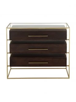 Westwing Collection Schubladenkommode Lyle mit Glasplatte, B 100 x H 82 cm -Esszimmer Verkäufe Schubladenkommode Lyle mit Glasplatte 10