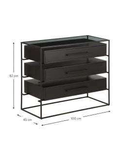 Westwing Collection Schubladenkommode Lyle mit Glasplatte, B 100 x H 82 cm -Esszimmer Verkäufe Schubladenkommode Lyle mit Glasplatte 2