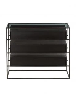 Westwing Collection Schubladenkommode Lyle mit Glasplatte, B 100 x H 82 cm -Esszimmer Verkäufe Schubladenkommode Lyle mit Glasplatte 5