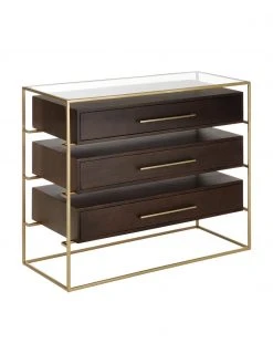 Westwing Collection Schubladenkommode Lyle mit Glasplatte, B 100 x H 82 cm