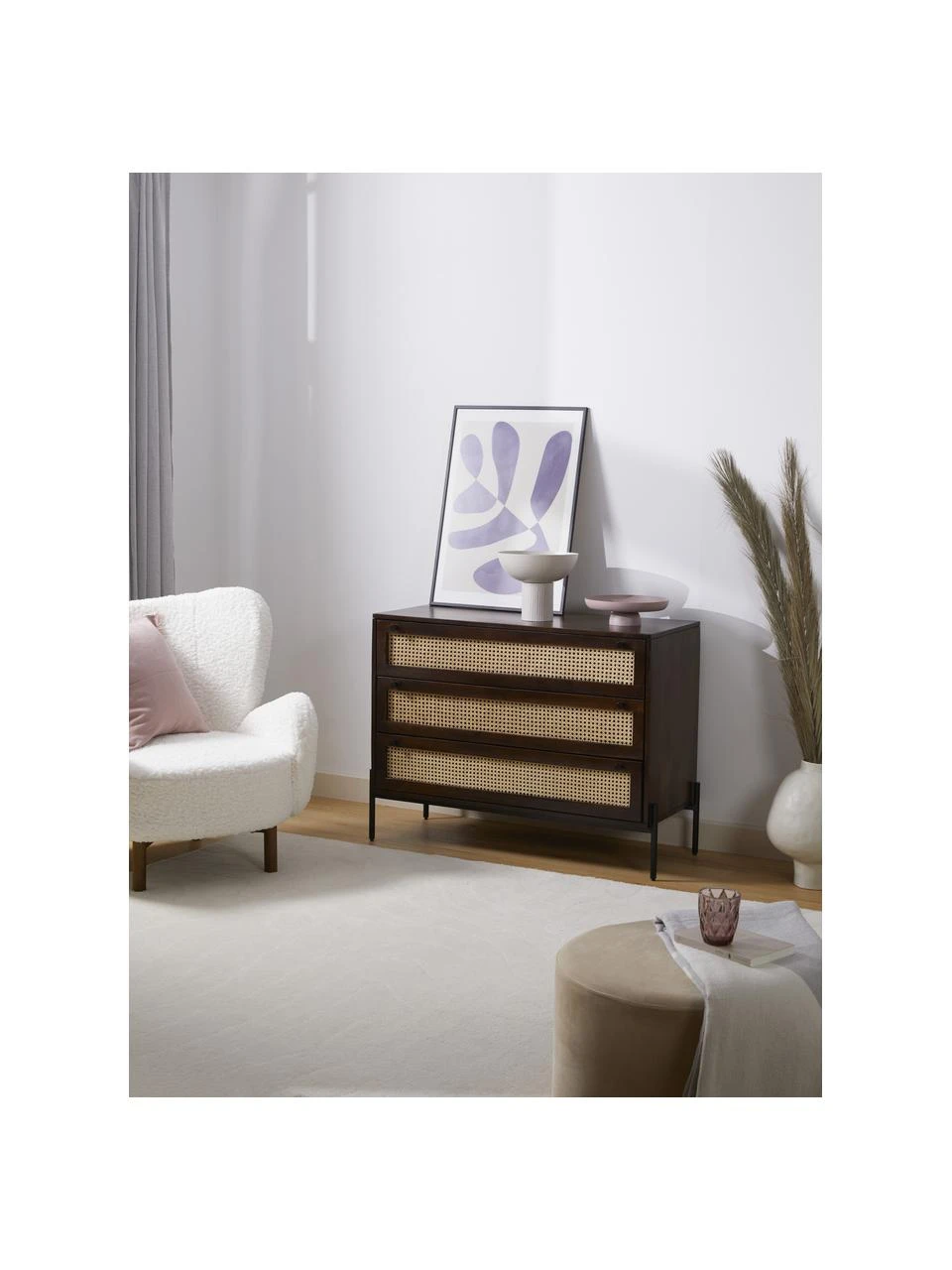 Westwing Collection Schubladenkommode Vienna mit Wiener Geflecht in Dunkelbraun, B 105 x H 78 cm 4 Westwing Collection Schubladenkommode Vienna mit Wiener Geflecht in Dunkelbraun, B 105 x H 78 cm – Bild 2