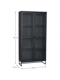 Rowico Schwarze Glasvitrine Everett mit Holzrahmen, B 95 x H 195 cm -Esszimmer Verkäufe Schwarze Glasvitrine Everett mit Holzrahmen 2