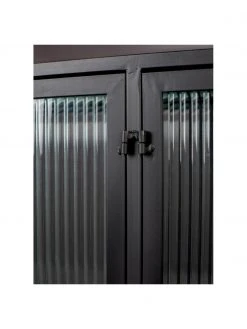 Dutchbone Schwarzes Sideboard Boli mit Rillenglas und Metallrahmen, B 150 x H 90 cm -Esszimmer Verkäufe Schwarzes Sideboard Boli mit Rillenglas und Metallrahmen 5