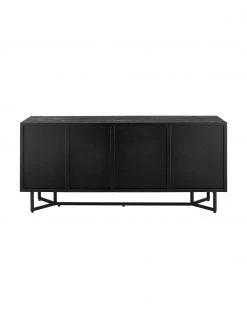 Westwing Collection Schwarzes Sideboard Luca mit Türen aus Massivholz, B 160 x H 70 cm -Esszimmer Verkäufe Schwarzes Sideboard Luca mit Turen aus Massivholz 5