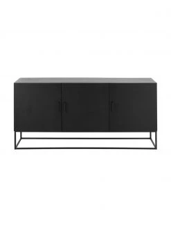 Westwing Collection Schwarzes Sideboard Lyle mit T&uuml;ren aus massivem Mangoholz, B 150 x H 72 cm -Esszimmer Verkäufe Schwarzes Sideboard Lyle mit Turen aus massivem Mangoholz 4