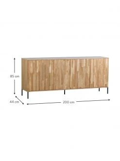 Sideboard Avourio mit geriffelter Front aus Eichenholz, 4-t&uuml;rig, B 200 x H 85 cm -Esszimmer Verkäufe Sideboard Avourio mit geriffelter Front aus Eichenholz 4 turig 3