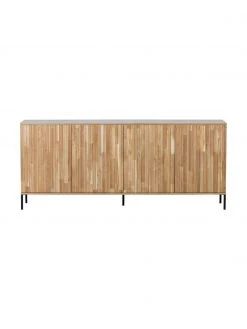 Sideboard Avourio mit geriffelter Front aus Eichenholz, 4-t&uuml;rig, B 200 x H 85 cm -Esszimmer Verkäufe Sideboard Avourio mit geriffelter Front aus Eichenholz 4 turig 4
