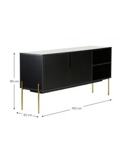 Westwing Collection Sideboard Jesper mit T&uuml;ren in Schwarz, B 160 x H 80 cm -Esszimmer Verkäufe Sideboard Jesper mit Turen in Schwarz 2