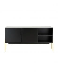 Westwing Collection Sideboard Jesper mit T&uuml;ren in Schwarz, B 160 x H 80 cm -Esszimmer Verkäufe Sideboard Jesper mit Turen in Schwarz 3