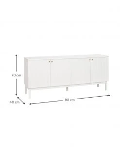 Rowico Sideboard Lewiston mit geriffelter Front in Weiß, B 161 x H 70 cm -Esszimmer Verkäufe Sideboard Lewiston mit geriffelter Front in Weiss 2