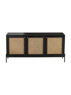 Westwing Collection Sideboard Vienna mit Wiener Geflecht in Schwarz, B 165 x H 78 cm -Esszimmer Verkäufe Sideboard Vienna mit Wiener Geflecht in Schwarz 3