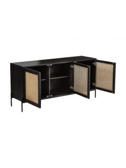 Westwing Collection Sideboard Vienna mit Wiener Geflecht in Schwarz, B 165 x H 78 cm -Esszimmer Verkäufe Sideboard Vienna mit Wiener Geflecht in Schwarz 4