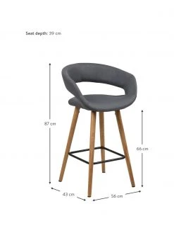 Thekenstühle Grace in Grau, 2 Stück, B 56 x H 87 cm -Esszimmer Verkäufe Thekenstuhle Grace in Grau 2 Stuck 2