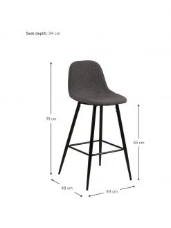 Thekenstühle Wilma in Grau, 2 Stück, B 44 x H 91 cm -Esszimmer Verkäufe Thekenstuhle Wilma in Grau 2 Stuck 2