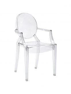 Kartell Transparenter Armlehnstuhl Louis Ghost, B 54 x T 55 cm