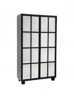Bloomingville Vitrinenschrank Isbel mit Glastüren in Schwarz, B 114 x H 200 cm