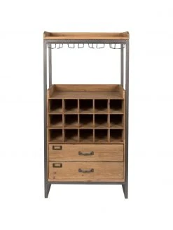 Weinregal Edgar f&uuml;r 15 Flaschen im Industrial Design, B 56 x H 113 cmNur noch wenige verfügbar -Esszimmer Verkäufe Weinregal Edgar fur 15 Flaschen im Industrial Design 3