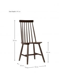 Westwing Collection Windsor-Holzstühle Milas in Dunkelbraun, 2 Stück, B 52 x T 45 cm -Esszimmer Verkäufe Windsor Holzstuhle Milas in Dunkelbraun 2 Stuck 3